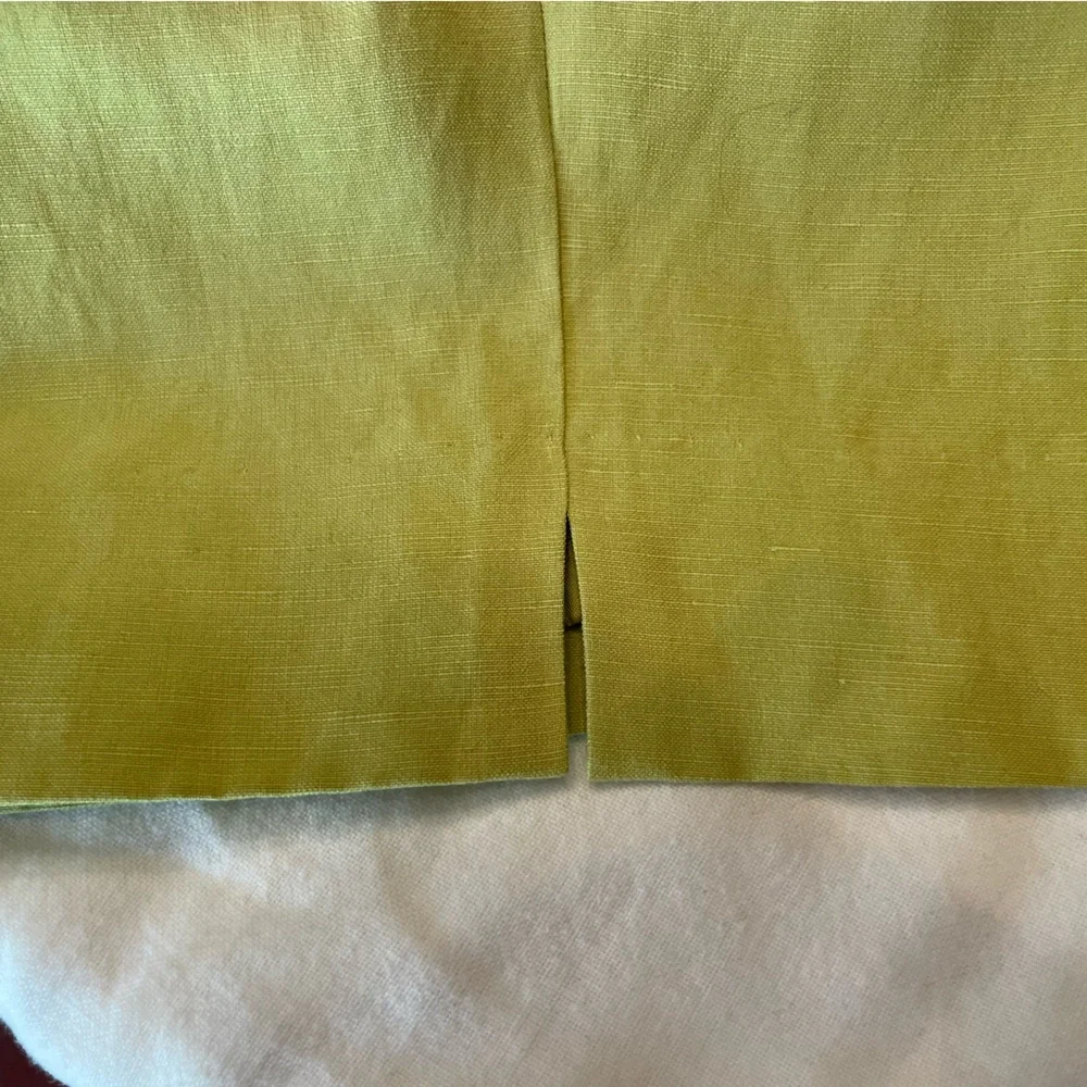 Linen Blend Silk Club Collection Chic Lime Wide-Leg Women’s Pants - Picture 3 of 7